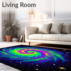 Vibrant Psychedelic Swirl Galaxy Rug