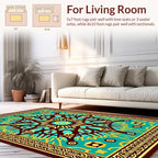 Retro Geometric Sunburst Mandala Design Rug