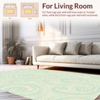 Abstract Swirls Cream Teal Pattern Rug
