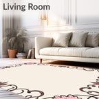 Pink Floral Swirls With Brown Accents Rug