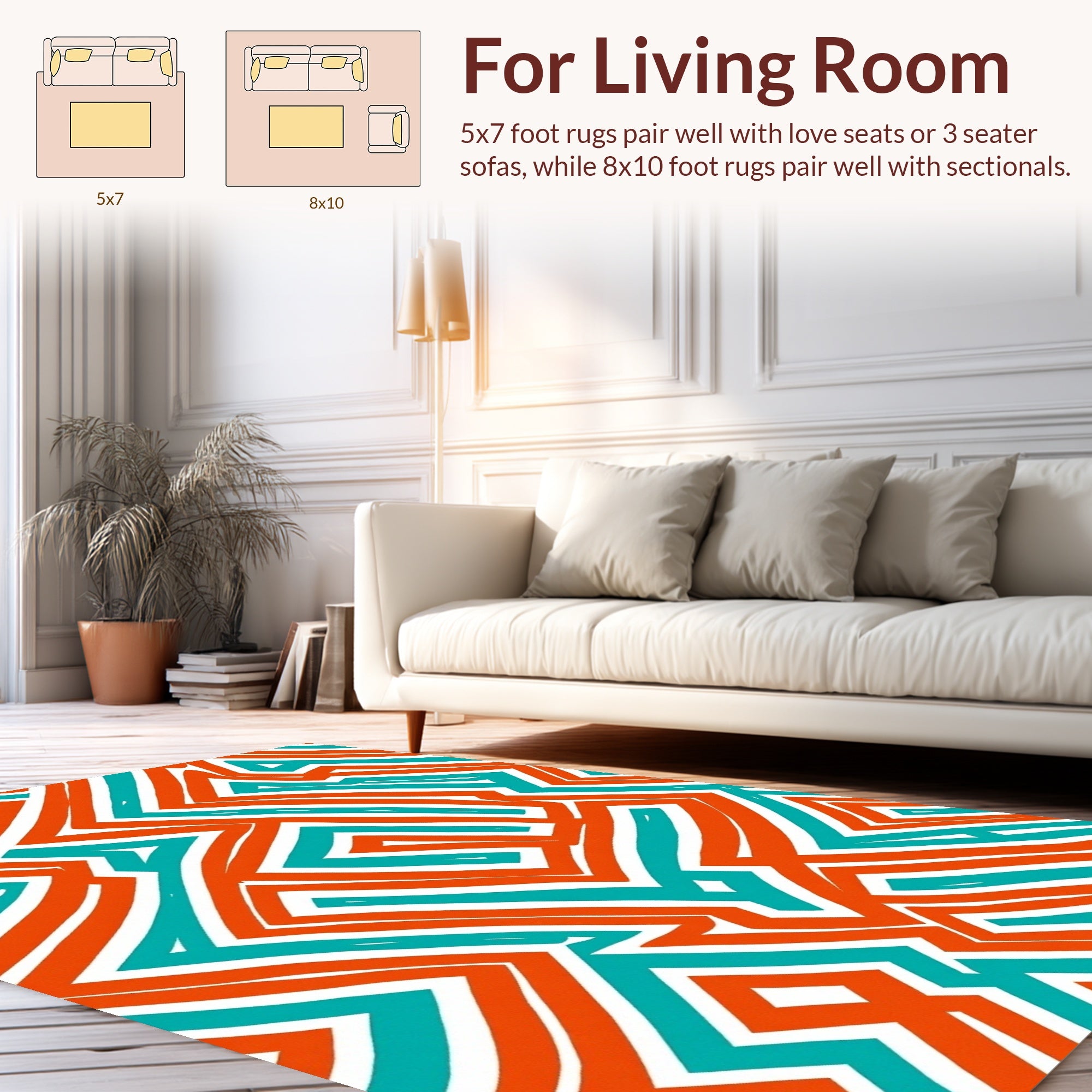 Retro Geometric Lines Pattern Rug