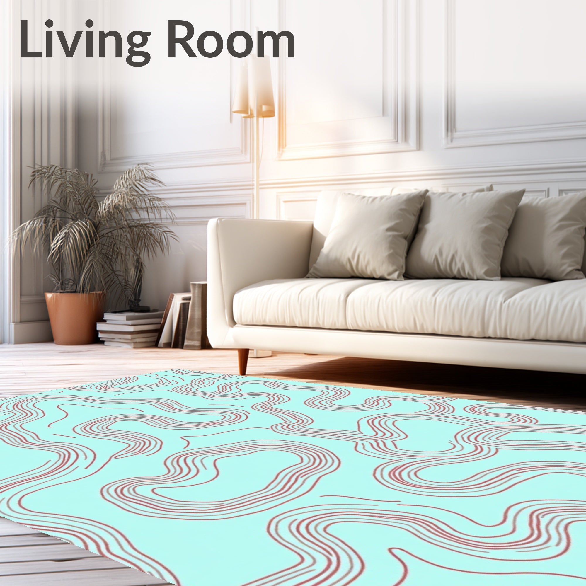 Wavy Red Line Abstract Pattern Rug