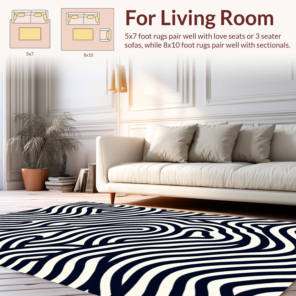 Organic Wavy Line Pattern Rug