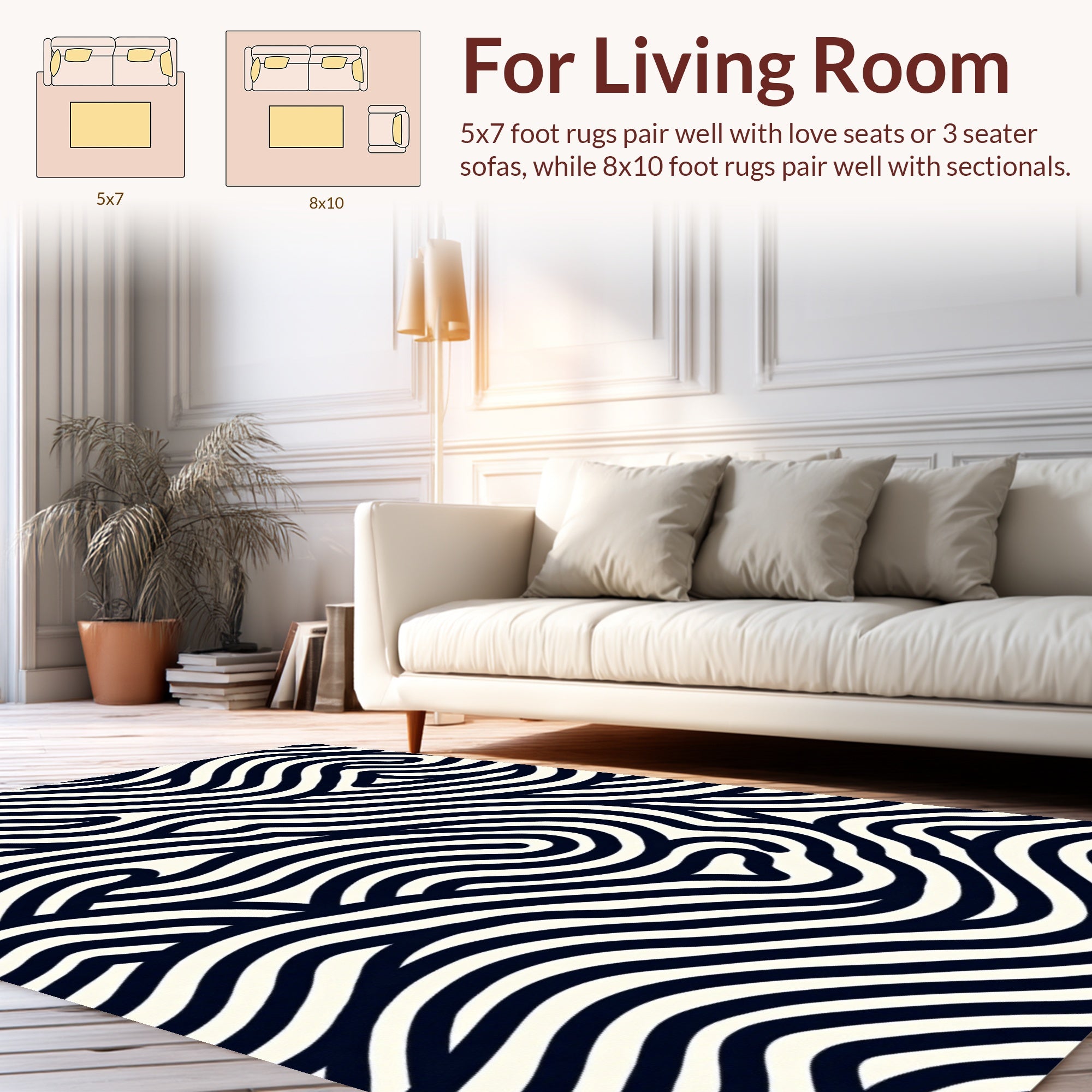 Organic Wavy Line Pattern Rug