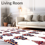 Regal Red Blue Gold Medallion Design Rug