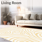 Cream and Gold Swirl Pattern Rug
