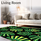 Lush Green Tropical Foliage Rug