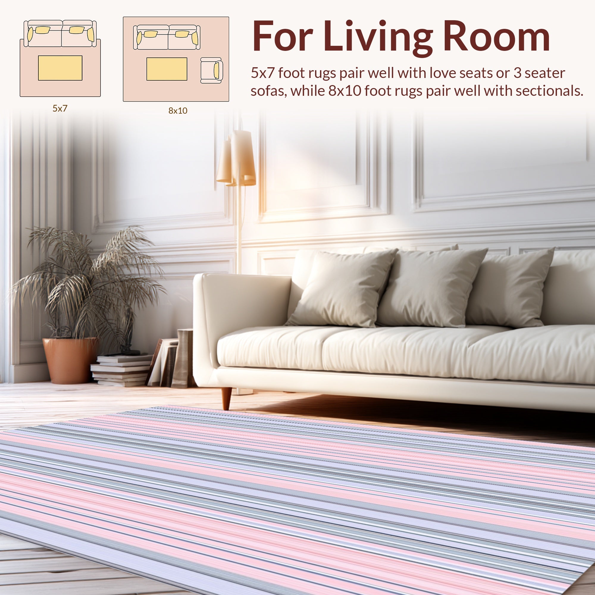 Pastel Pink Blue Pinstripe Design Rug