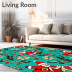 Jolly Santa Holly Christmas Pattern Rug