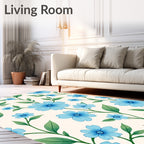Blue Floral Vine Pattern Rug