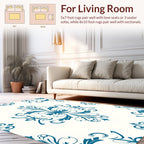 Classic Teal Floral Scrollwork Pattern Rug
