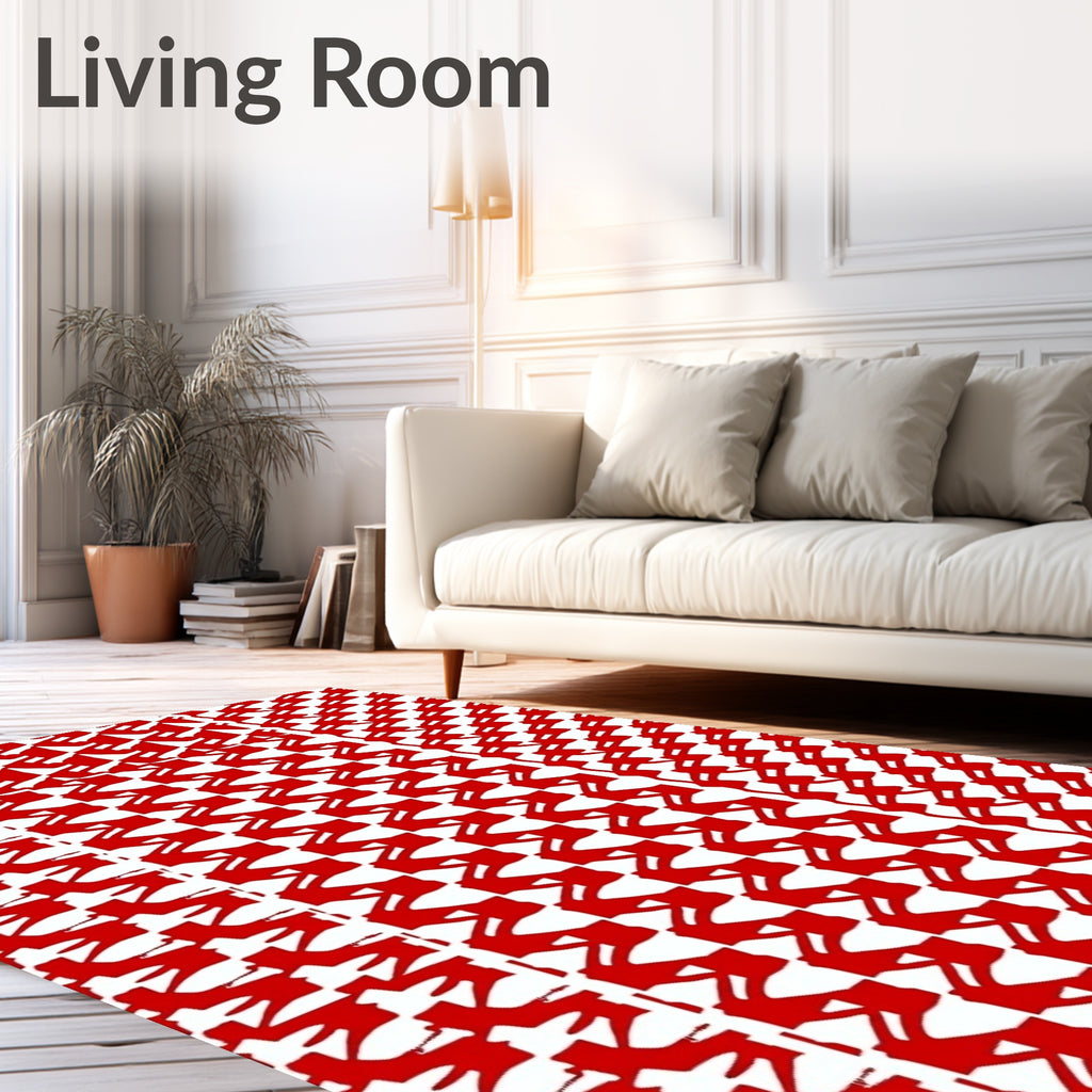 Red Abstract Wave Pattern Design Rug