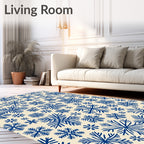 Deep Blue Snowflake Winter Sky Rug