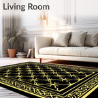 Golden Yellow Interlocking Star Border Rug