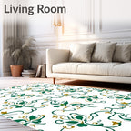 Emerald Green Floral Swirl Pattern Rug