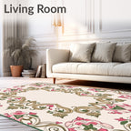Elegant Floral Swirl Framing Pattern Rug