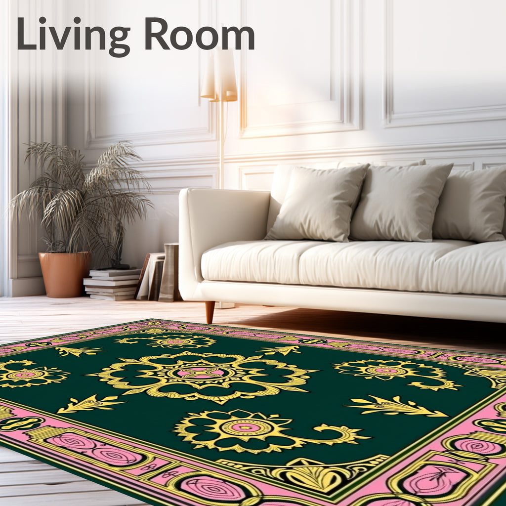 Ornate Floral Medallion Pattern Rug