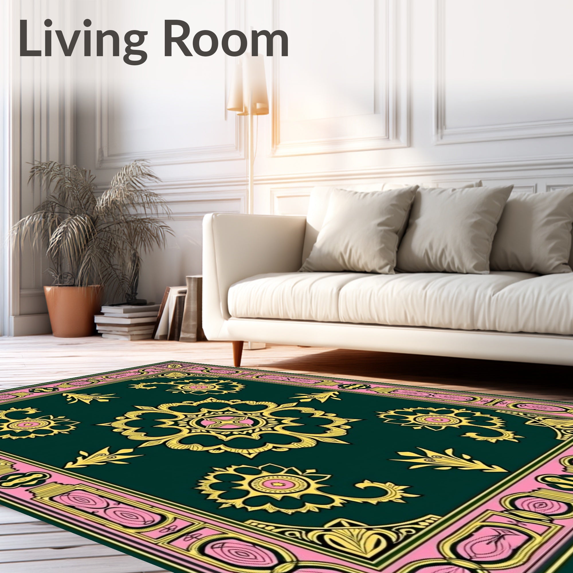 Ornate Floral Medallion Pattern Rug
