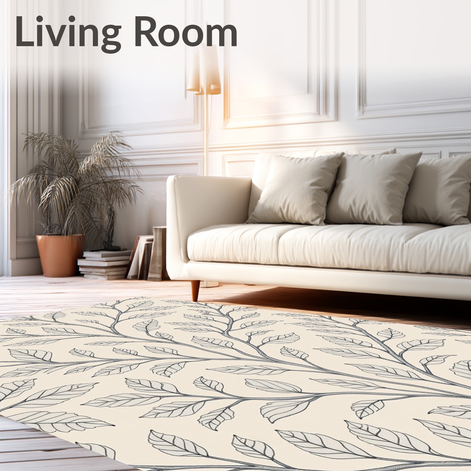 Elegant Botanical Branch Pattern Design Rug