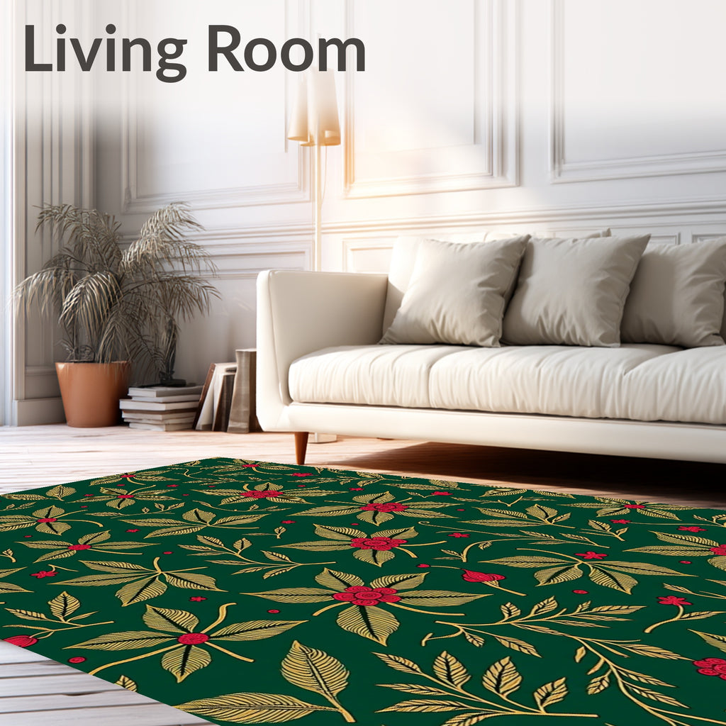 Verdant Floral Patterned Design Rug