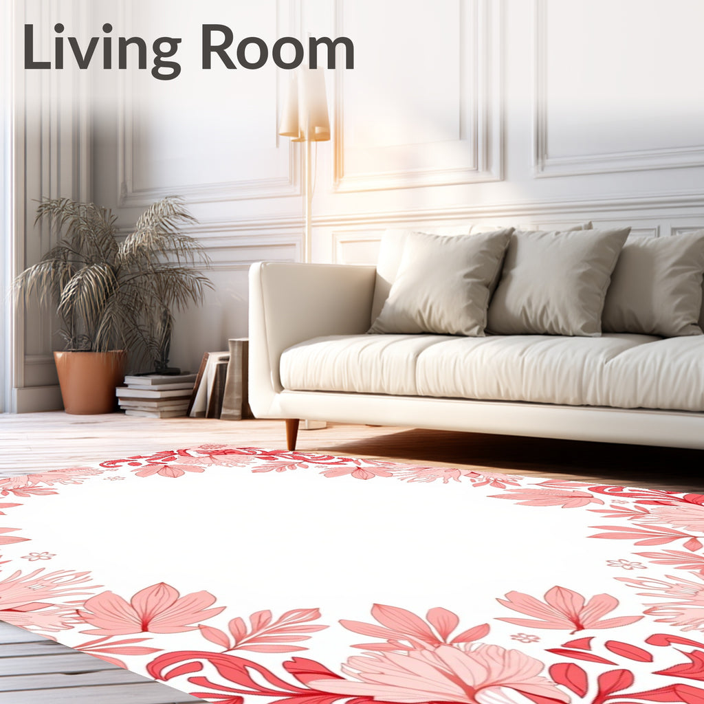 Coral Floral Border Design Rug