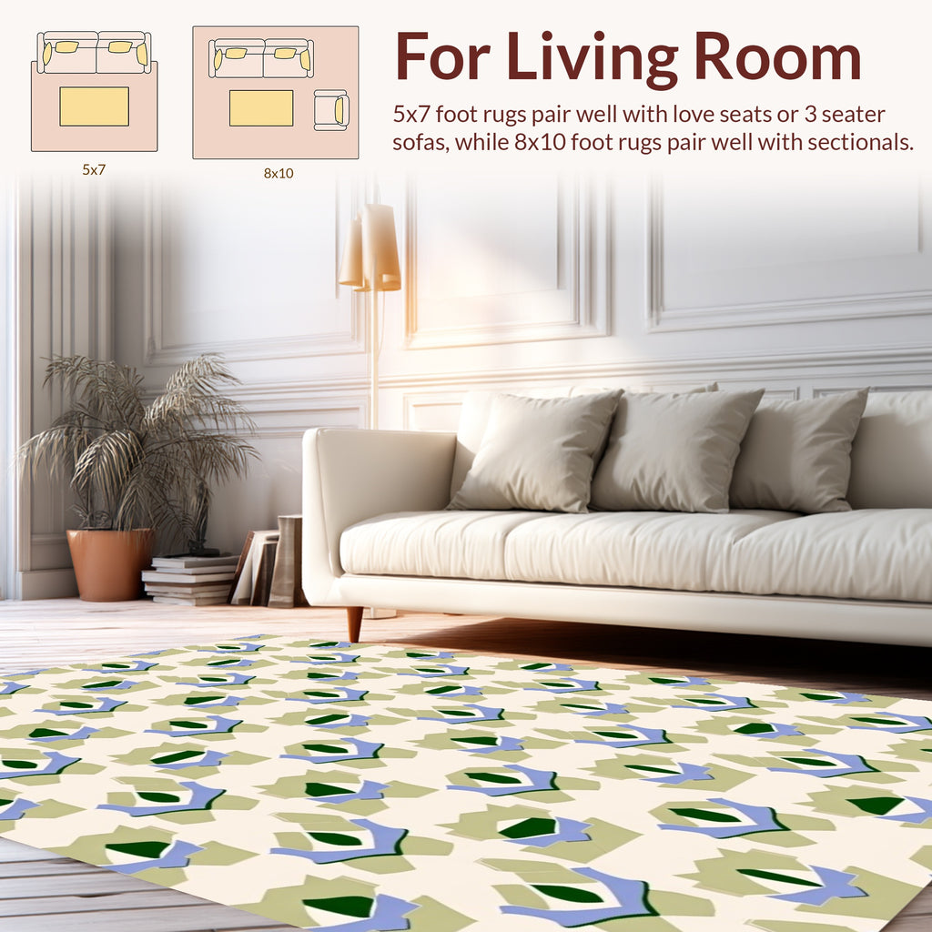 Geometric Pattern with Blue Green Accents Rug