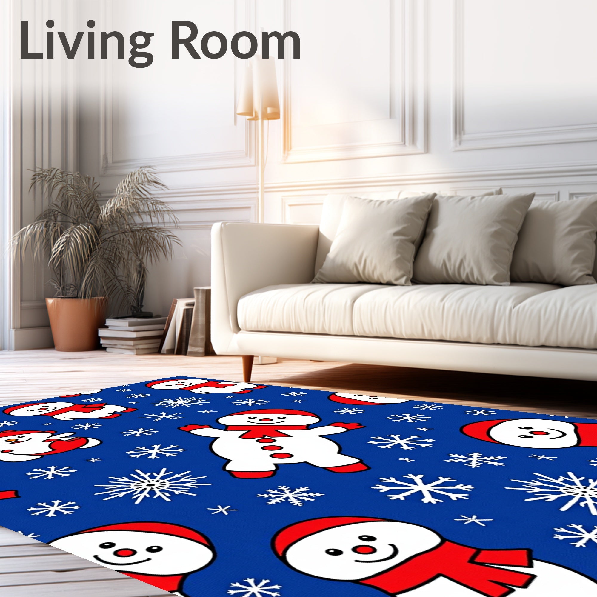 Cute Snowman Snowflake Pattern Design Rug