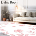 Feminine Pink Floral Branch Design Rug