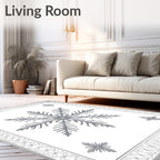 Elegant Snowflake Patterned Border Rug