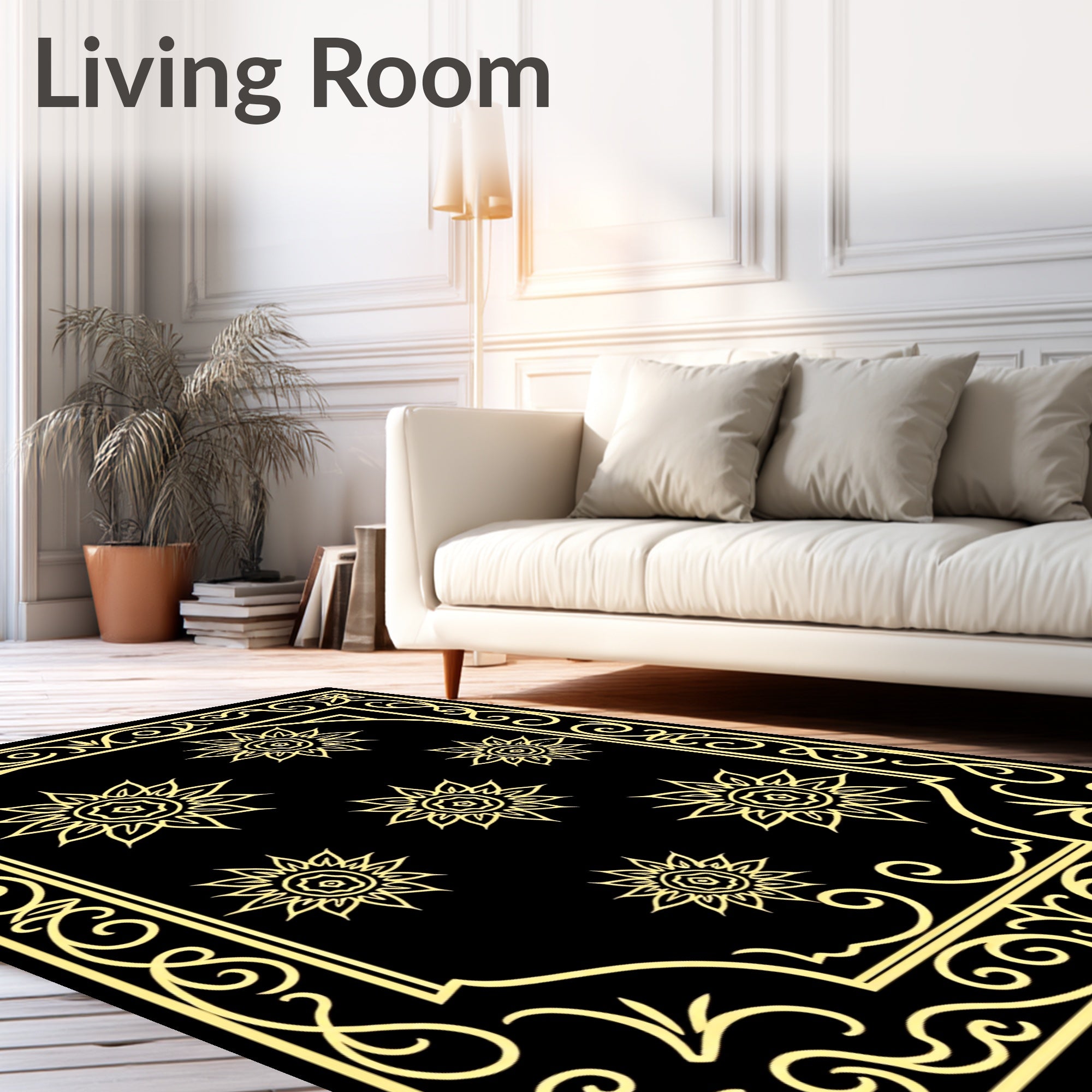 Golden Floral Sunburst Vintage Style Rug