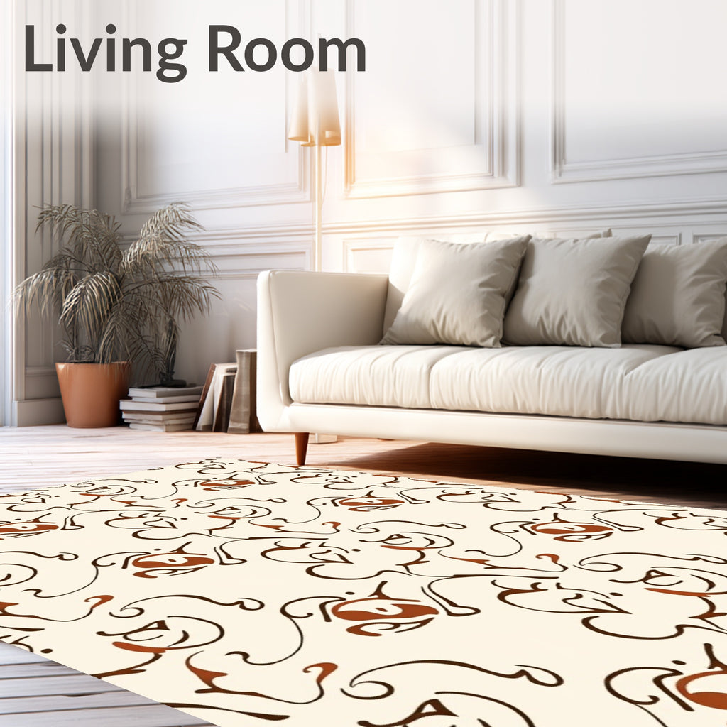 Retro Floral Swirls Pattern Rug