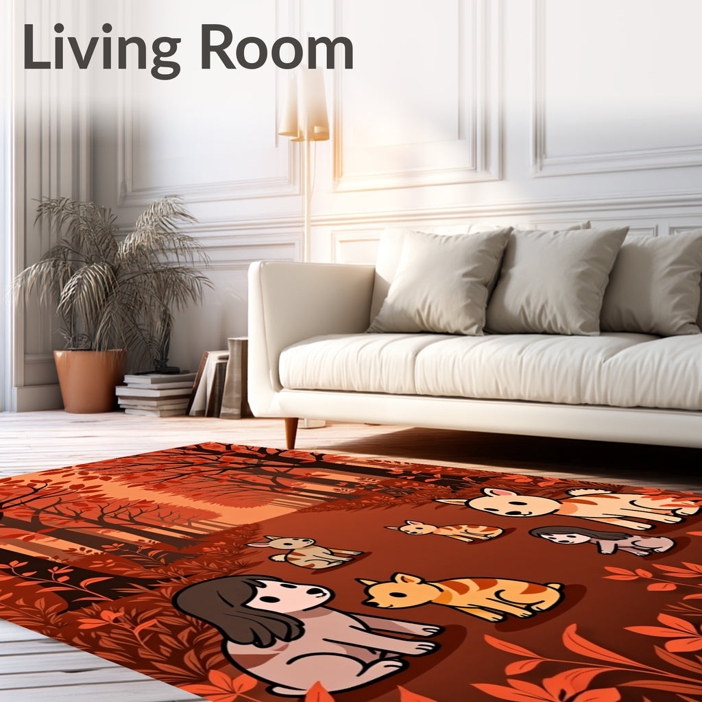 Autumn Forest Dogs Pattern Rug