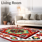 Vibrant Floral Medallion Geometric Rug