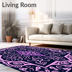 Intricate Floral Pink Violet Outline Rug