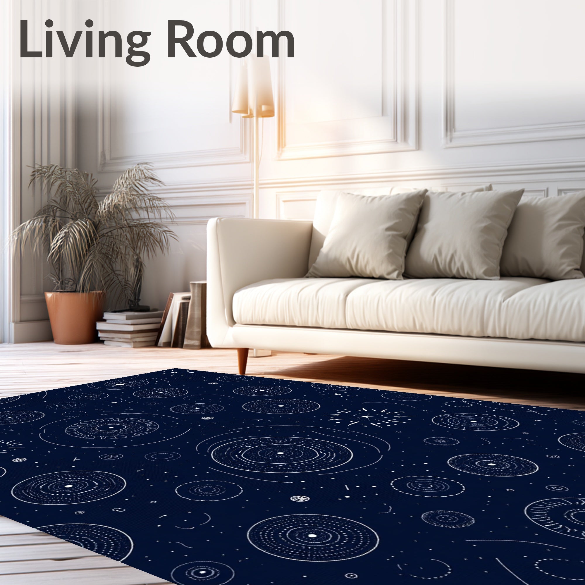 Celestial Circles Starburst Pattern Rug