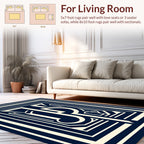 Deep Blue Geometric Art Deco Design Rug