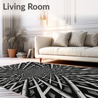 Black and White Geometric Perspective Rug
