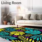 Vibrant Tropical Leaf Berry Collage Rug