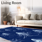Ethereal Deep Blue Jellyfish Pattern Rug