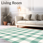 Classic Green White Gingham Pattern Rug