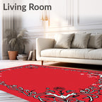 Red Floral Vines With Butterflies Rug