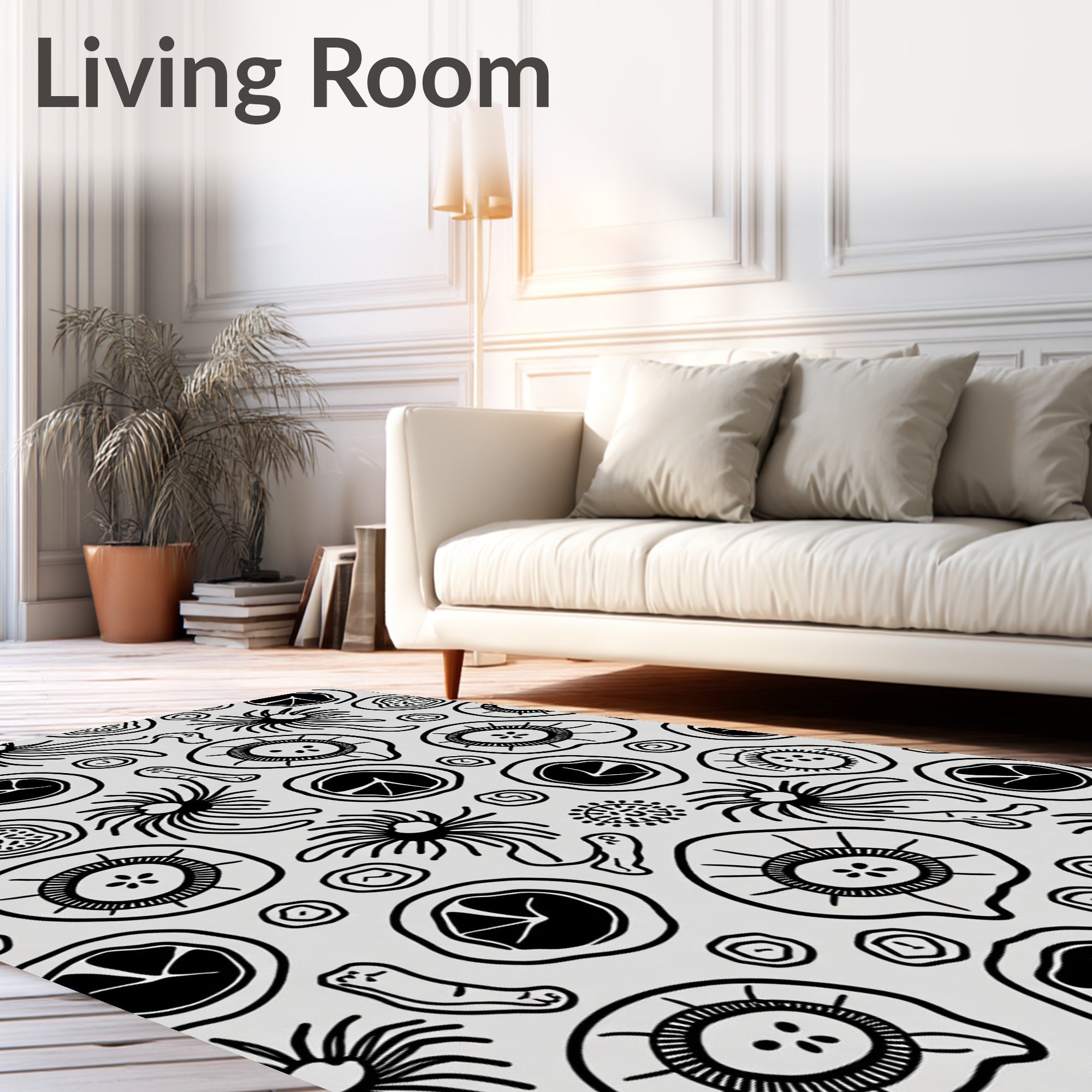 Monochromatic Organic Cell Pattern Design Rug