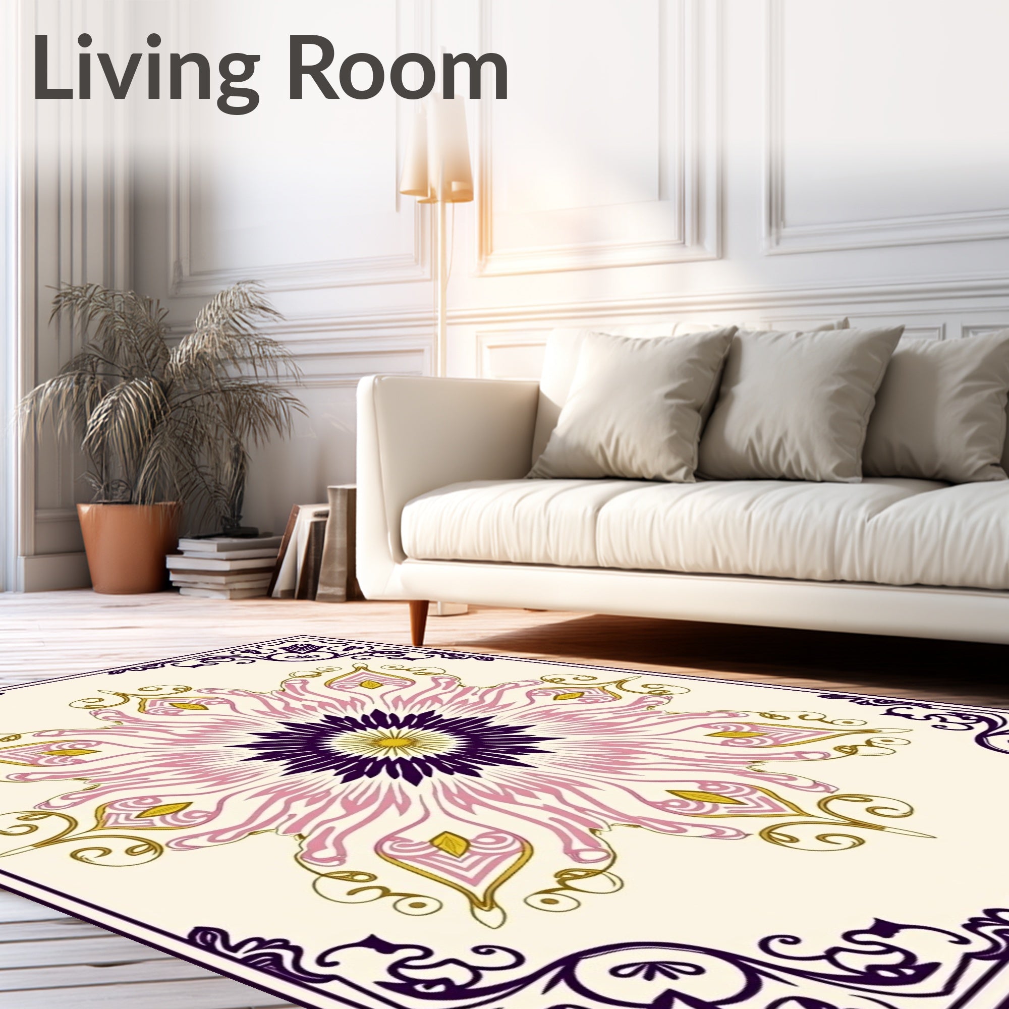 Ornate Mandala Floral Pattern Rug