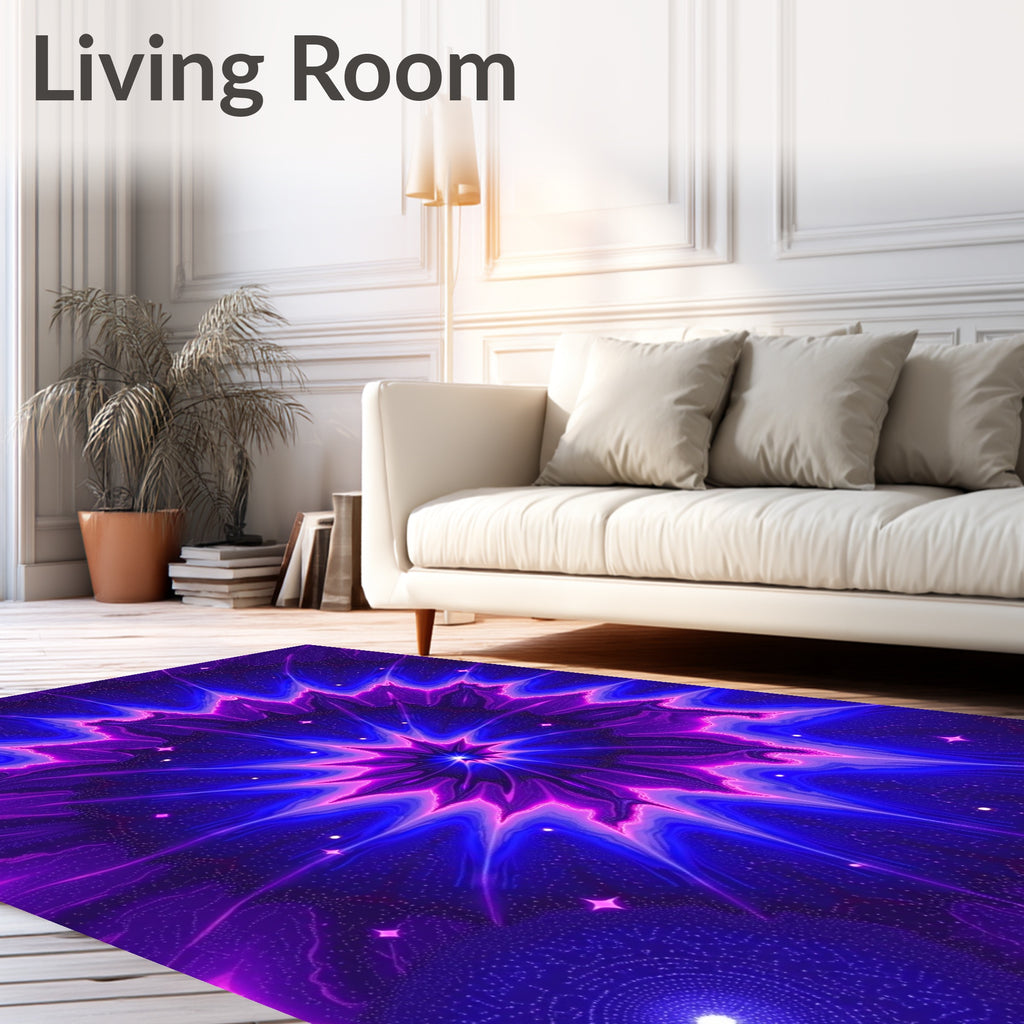 Abstract Starburst Violet Blue Pattern Rug