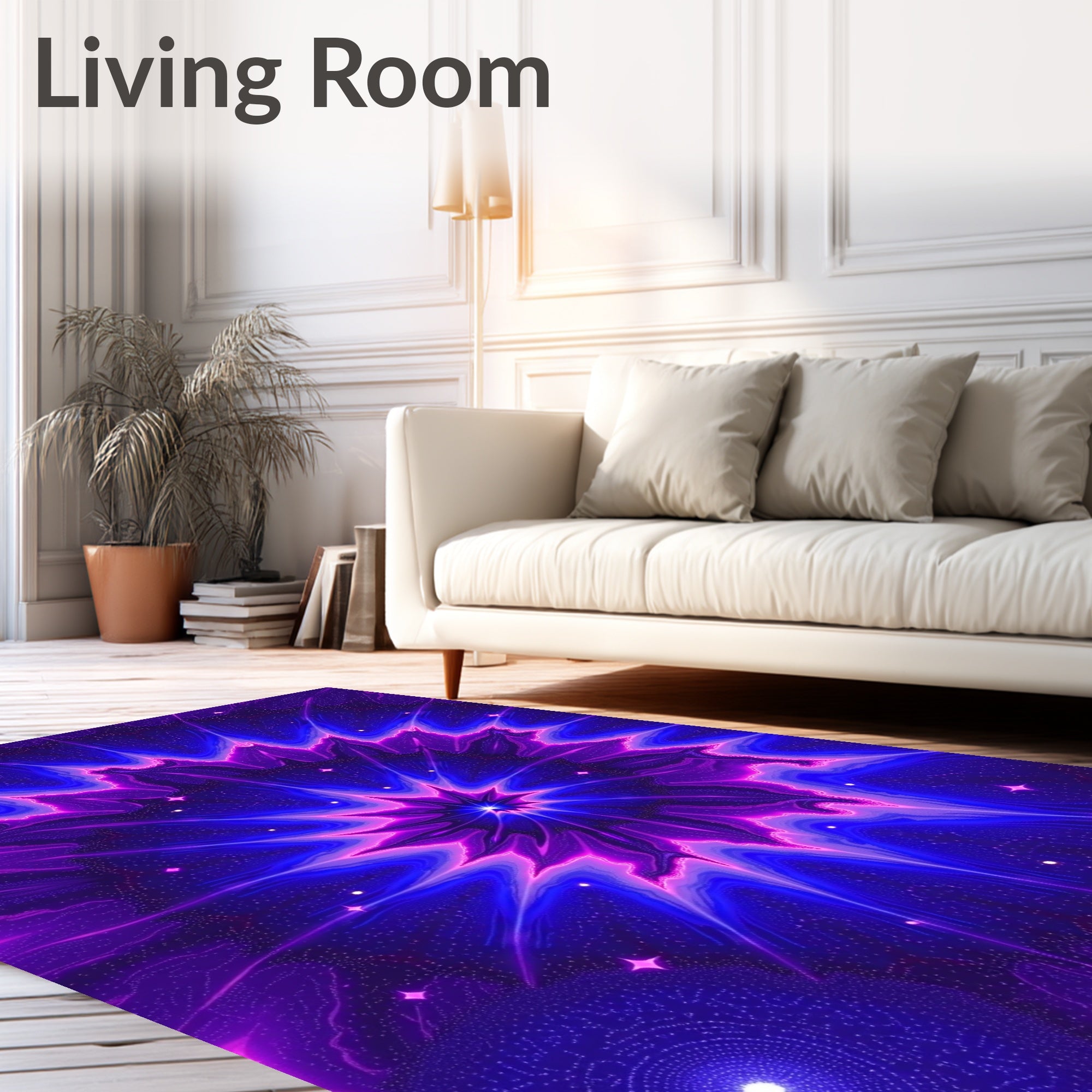 Abstract Starburst Violet Blue Pattern Rug