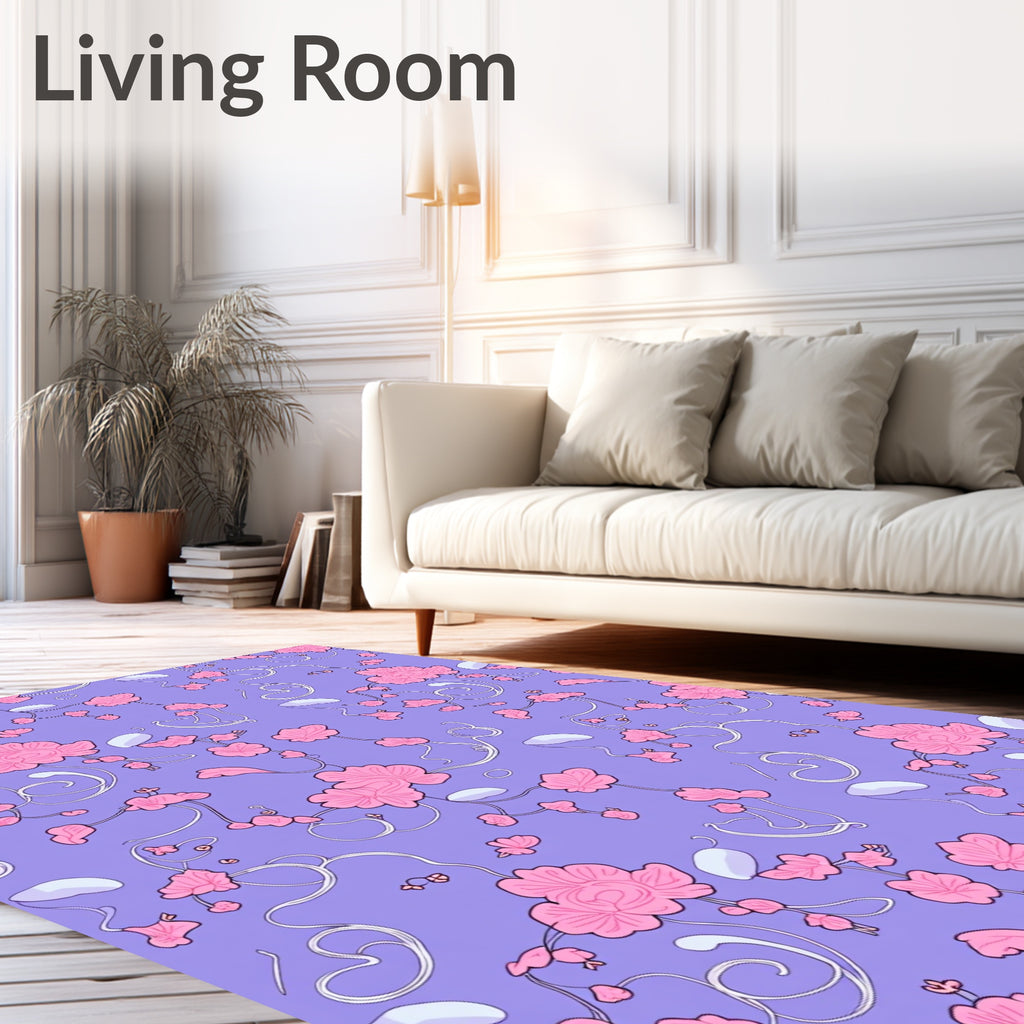 Pink Floral Swirls Lavender Pattern Rug