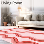 Retro Wavy Red Stripes Rug