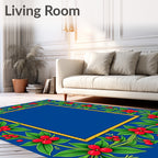 Bold Red Floral Vine Border Design Rug