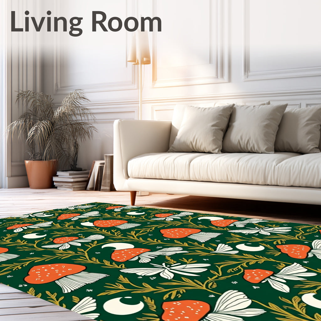 Enchanted Forest Mushroom Moon Rug