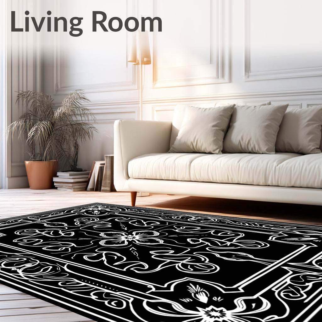 Ornate Floral And Swirl Pattern Rug